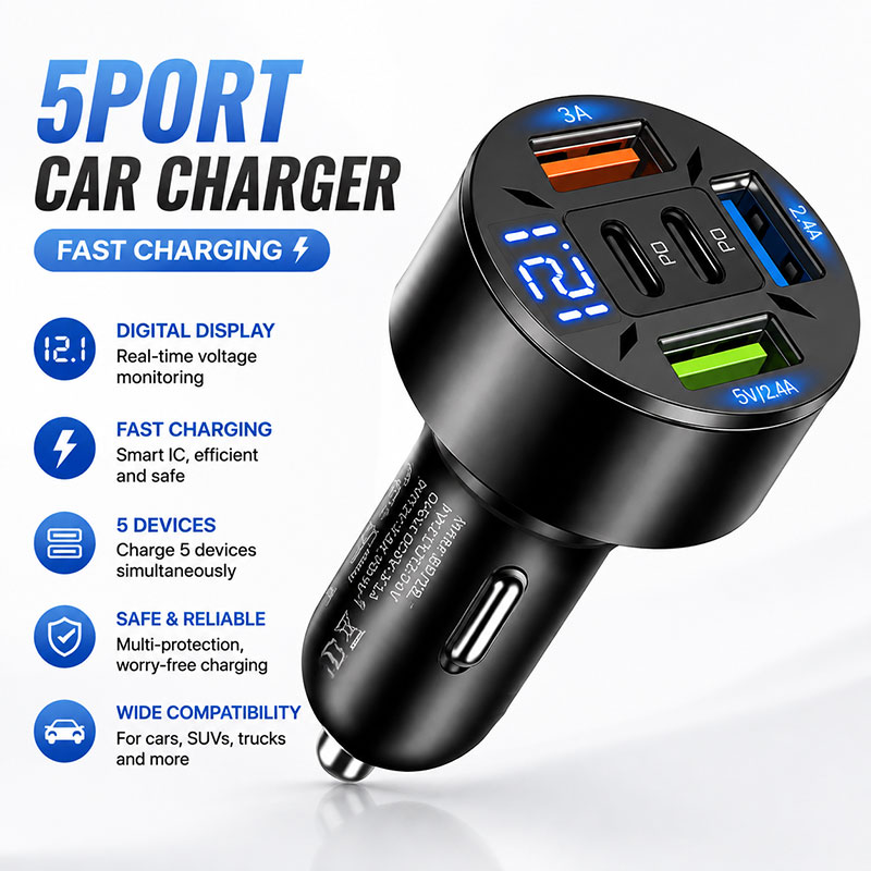 Travel Plug Type C - iPhone Samsung Huawei için 5 Portlu