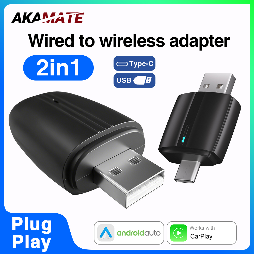 Travel Plug Type C - 2'si 1 Arada Kablosuz CarPlay Android