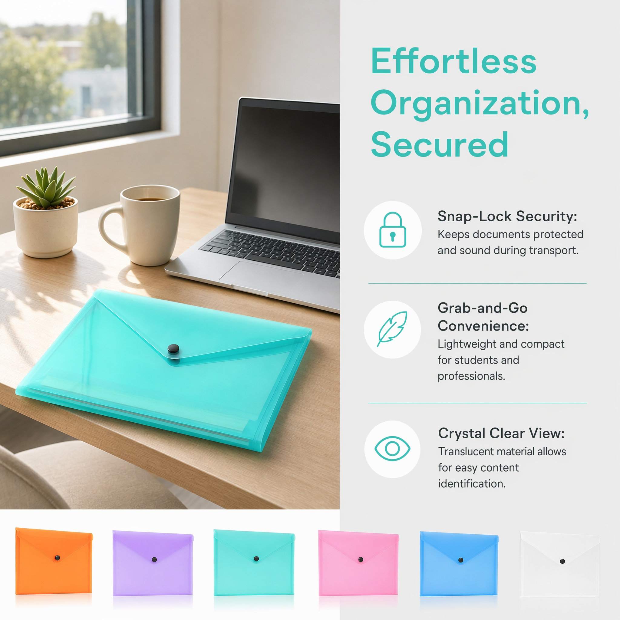 Document Organizer Folder - 6 Adet Şeffaf Dosya Klasörü, Plastik