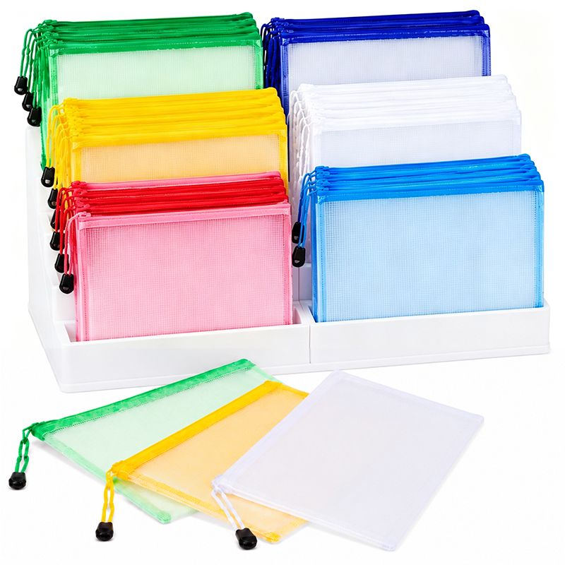 Document Organizer Folder - 5/20 adet A4/A5 örgü fermuarlı kese
